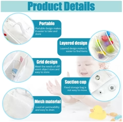 Bathroom Mesh Storage Organizer — Double-Layer Hanging Basket with Suction Cups